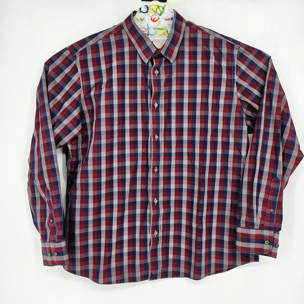 Untuckit Shirt Mens XXL Button Up Checkered Long Sleeve Preppy Casual